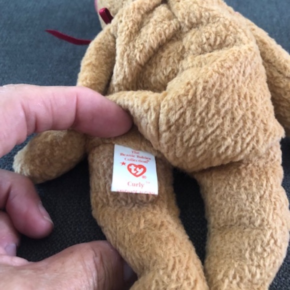 Vintage/Retired TY Curly Beanie Baby Brown Bear with tag - Picture 8 of 8